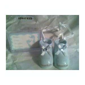  Personalized Porcelain Baby Boy Booties   KEVIN