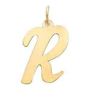  Cursive Letter R Charm 14k Gold: Jewelry