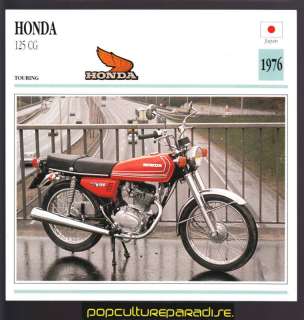 1976 HONDA 125 CG MOTORCYCLE ATLAS PICTURE SPEC CARD  