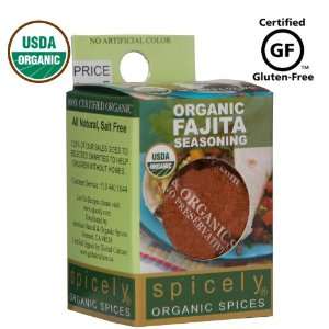 Spicely 100% Organic and Certified Gluten Free, Fajita Seasoning 