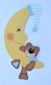 Baby Boy Moon & Bear Premade Scrapbook Page Paper Piecing 