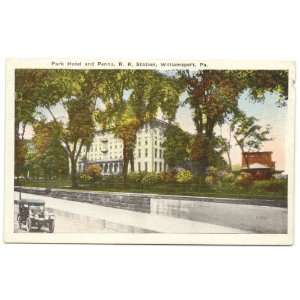  1920s Vintage Postcard Park Hotel and Pennsylvania Railroad Station 