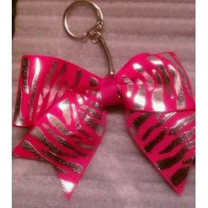  Pink Silver Zebra Print Cheer Bow Keychain: Everything 