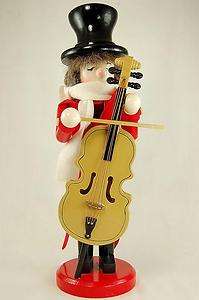 14 CELLO Player Nutcracker Red w Scarf Playing N 1445  