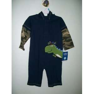   Carters Boys 1 piece L/S Hooded Jumpsuit Navy 6 Months: Baby