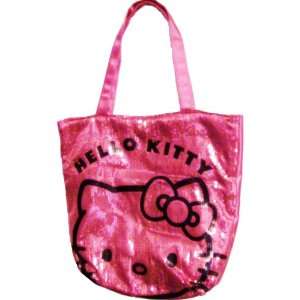   Kitty Large Sequined Tote Bag, Pink with Black Logo: Everything Else