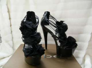 BEBE SHOES HEELS platforms wedges FLEUR BLACK 5 6 7 8 9 10  