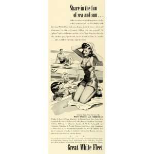  1941 Ad Great White Fleet Cruise Liners Swimming Pool Deck 