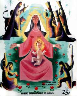 1608 Christmas Special Issue vintage POSTER. Virgin Mary. Cuban 