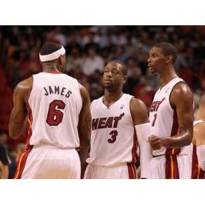Washington Wizards v Miami Heat LeBron James, Dwyane Wade and Chris 