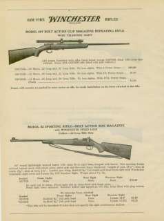 Catalog Page Ad Winchester Rifles Model 52 & 69 1939  