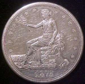1875 S AU, cleaned U.S. Trade Dollar  