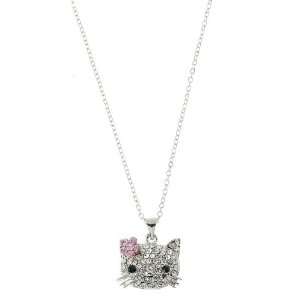  The Cutest Crystal Hair Bow Kitty Cat Necklace Ever 