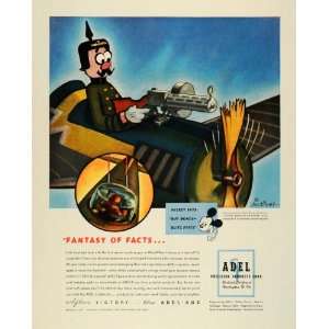 1944 Ad Adel Precision Products Aerial Machine Gun WWII Mickey Mouse 