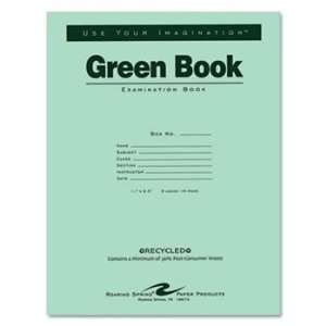  Green Books Exam Books, Stapled, Wide Rule,11 x 8 1/2, 8 