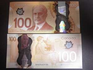 Canada P New 2011 Polymer 100 Dollar (Gem UNC) NEW  