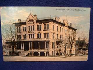 Brunswick Hotel. Faribault, Minnesota. Postmarked 1914. Fine detail 