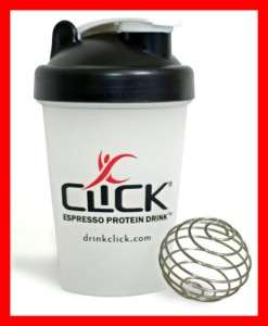 CLICK Espresso Protein Drink Shaker Cup Wire Wisk Ball  