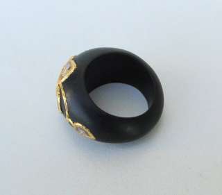 Vintage 20 carat Gold & Wood Diamond polki stones Ring from Rajasthan 