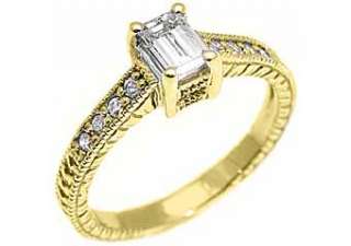 66 CARAT WOMENS ANTIQUE DIAMOND ENGAGEMENT WEDDING RING EMERALD CUT 