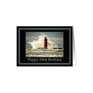  94th birthday lighthouse storm wave nautical coastal Card 