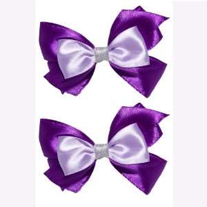 Purple Fancy Set of 2 Bow Hair Barrettes for Kid Girls and Baby Girls 