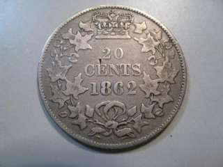 1862 New Brunswick Canada 20 Cent coin. VF or better  
