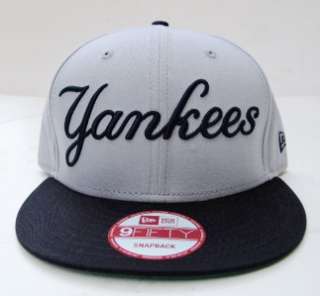 NY Yankees Grey On Team Black Snap Back Cap Hat By New Era  