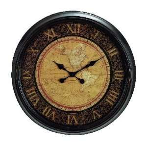  Round Metal Wall Clock With World Map 24: Home & Kitchen