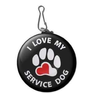   Love My Service Dog Heart Paw Symbol 2.25 Inch Clip Tag