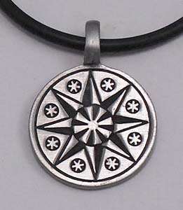 Pointed Star Pewter Pendant w PVC Choker Necklace  