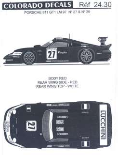 Colorado Decals 1/24 PORSCHE 911 GT1 Le Mans 1997  
