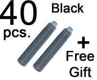40 Fountain Pen Ink Cartridge Refills BLACK + GIFT  