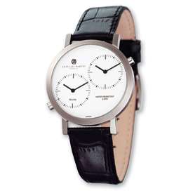 Mens Charles Hubert Leather White Dial Dual Time Watch  