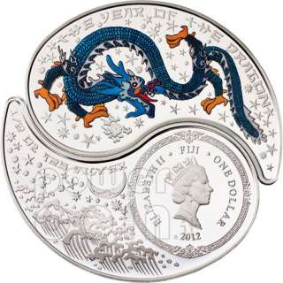 DRAGON YIN YANG Chinese Lunar Year Silver Coin Set 1$ Fiji 2012  