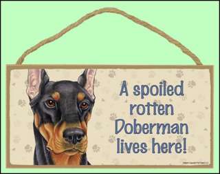 spoiled rotten doberman 10 x 5 lives here dog sign