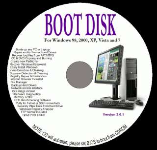 BOOT DISK FOR LAPTOP REPAIR, RESCUE & WINDOWS RECOVERY  