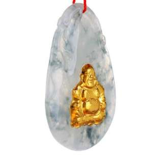 24K Gold & Jade Buddha Charm Pendant Necklace KC034  