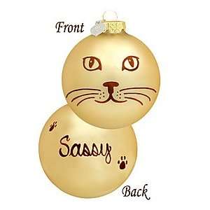  Personalized Gold Cat Glass Ornament: Home & Kitchen