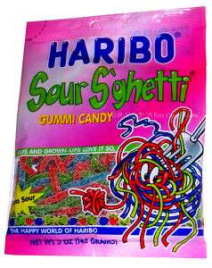 SOUR GUMMY CANDY HARIBO EXTRA SOUR SGHETTI CANDIES 2bg  
