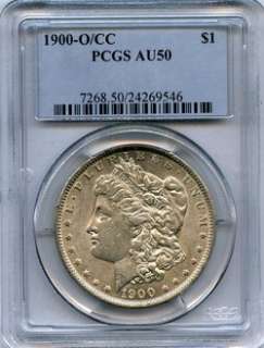 Morgan Silver Dollar 1900 o/cc PCGS AU 50 Carson City  
