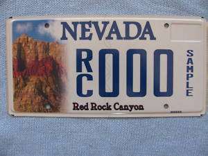 NEVADA RED ROCK CANYON SAMPLE LICENSE PLATE  