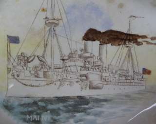 BATTLESHIP MAINE  SPANISH AMERICAN WAR CHINA PLATE  