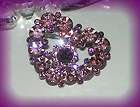 VALENTINES DAY GIFT SILVER SP AMETHYST PURPLE HEART BROOCH PIN 