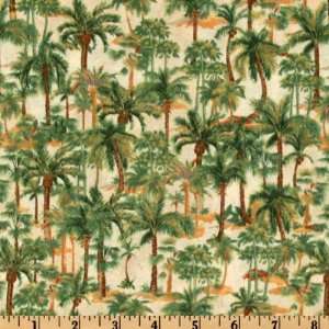  44 Wide Wild Palms Tossed Palm Trees Cream Fabric By The 