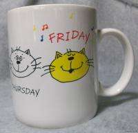 Hallmark Cat Friday Mugs Work Week Weekend Kitties Happy Ceramic Mug 