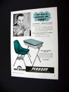Peabody School Classroom Desks Chairs 1956 print Ad  