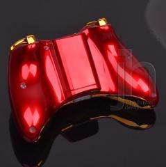 CUSTOM MODDED XBOX 360 RED AND CHROME GOLD WIRELESS CONTROLLER SHELL 