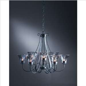  Nine Light Chandelier with Water Glass Shade Finish 