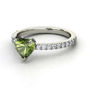 Carina Ring, Heart Green Tourmaline 14K White Gold Ring 